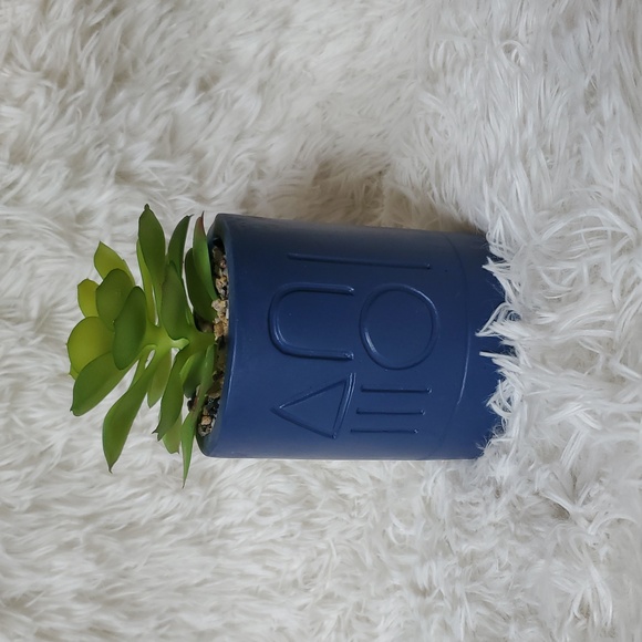 Navy Blue Southwestern Plant Pot With Symbols Succulent - Picture 2 of 8